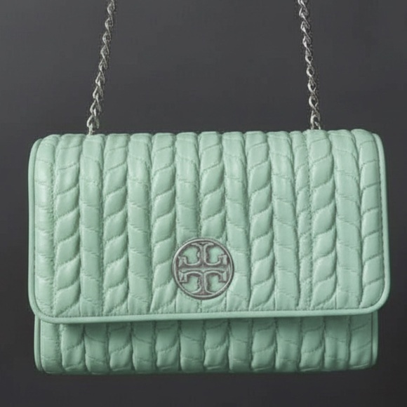 Tory Burch Handbags - 💚 Tory Burch - Mint Green Kira Ruched Small Convertible Shoulder Bag 👝